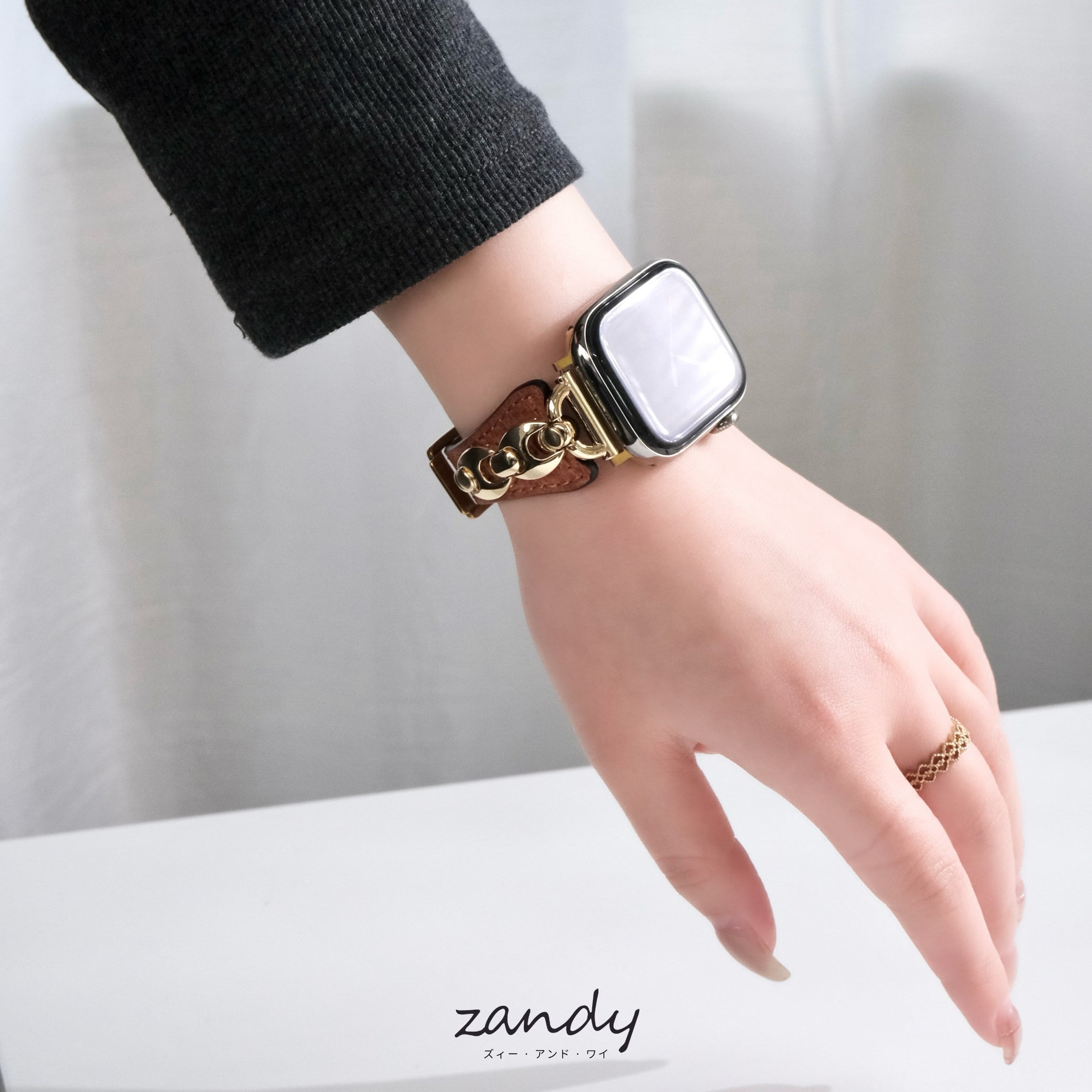 【チェーンツキレザーバンド】B069 アップルウォッチバンド  レザーベルト Apple Watch