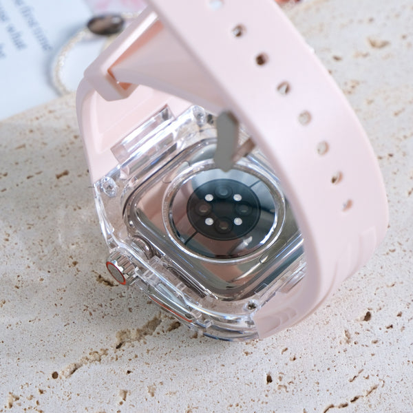 新色登場！【クリア×TPU一体式バンド】A004 クリアケース+TPUベルト クリア一体式ベルト Apple Watch
