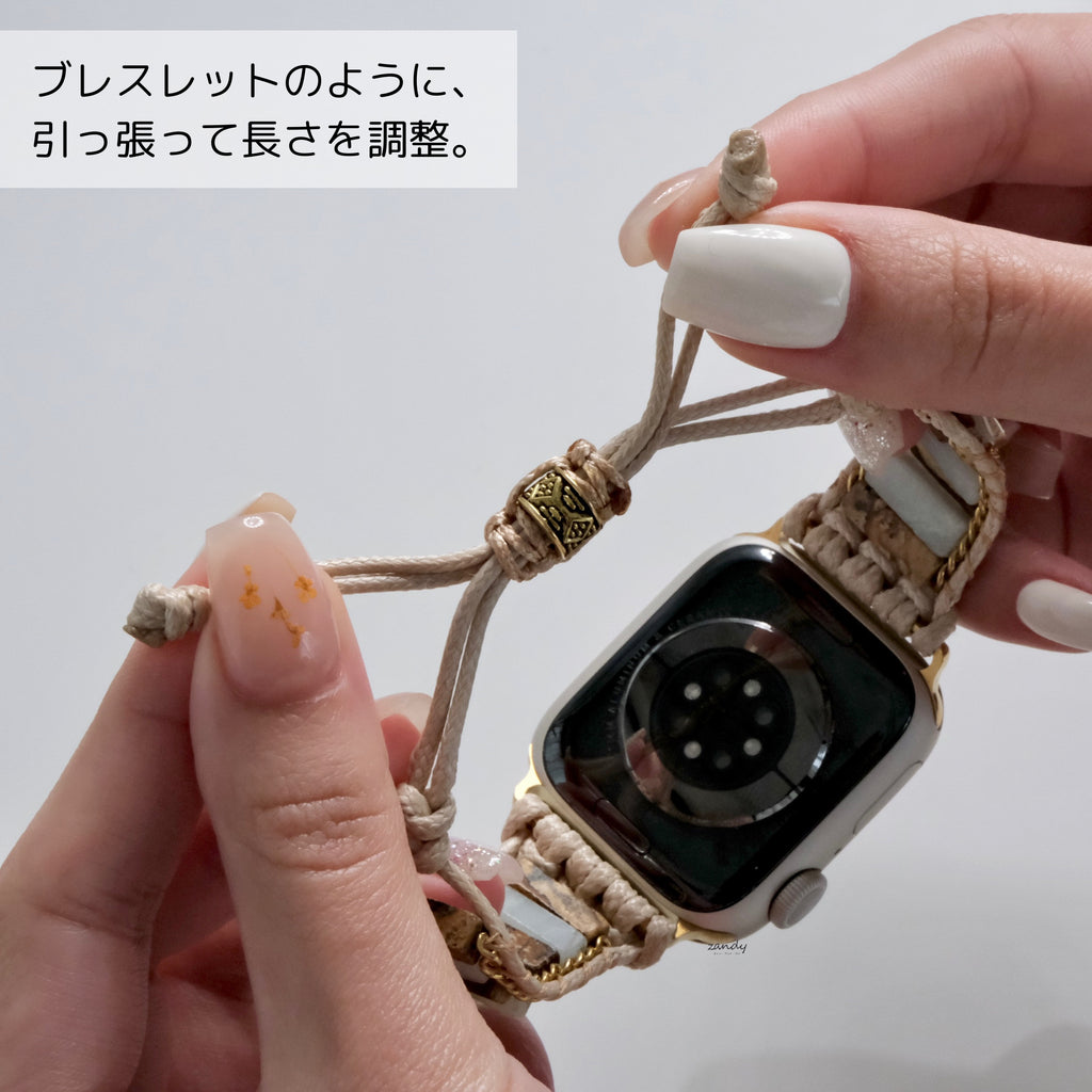 【ストーンブレスレットバンド】アップルウォッチバンド 天然石ブレスレット ハンドメイドベルト  Apple Watch