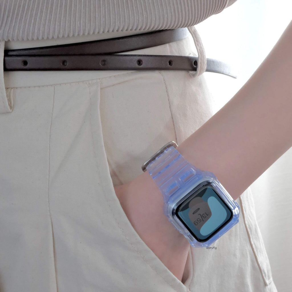 ※印字なし【クリア一体式バンド】アップルウォッチバンド 一体式ベルト Apple Watch
