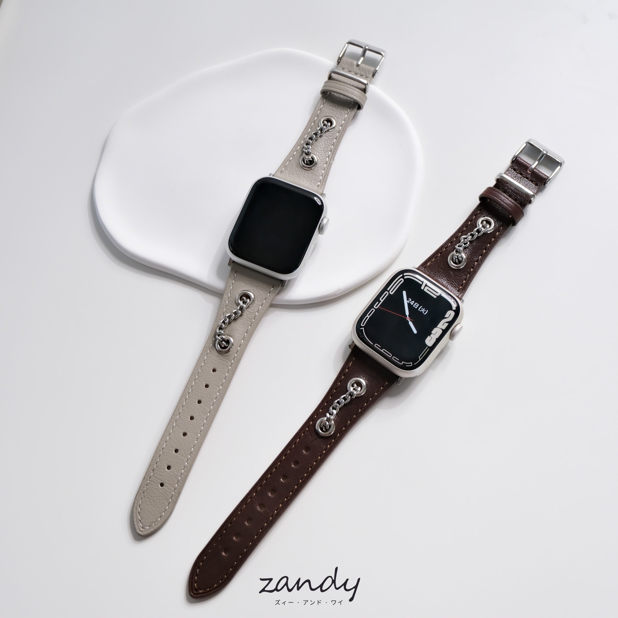 【チェーンカザリレザーバンド】アップルウォッチバンド  レザーベルト Apple Watch