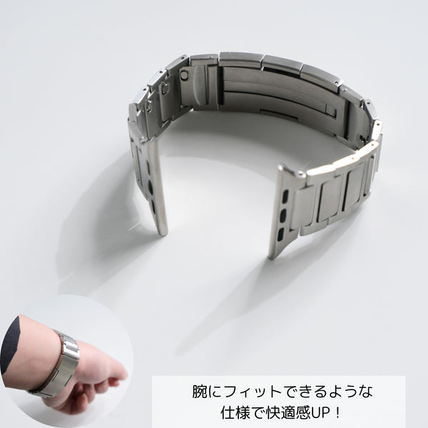 調整は10秒で終わり！【エフォートレススチールバンド】B064 アップルウォッチバンド ステンレスベルト Apple Watch