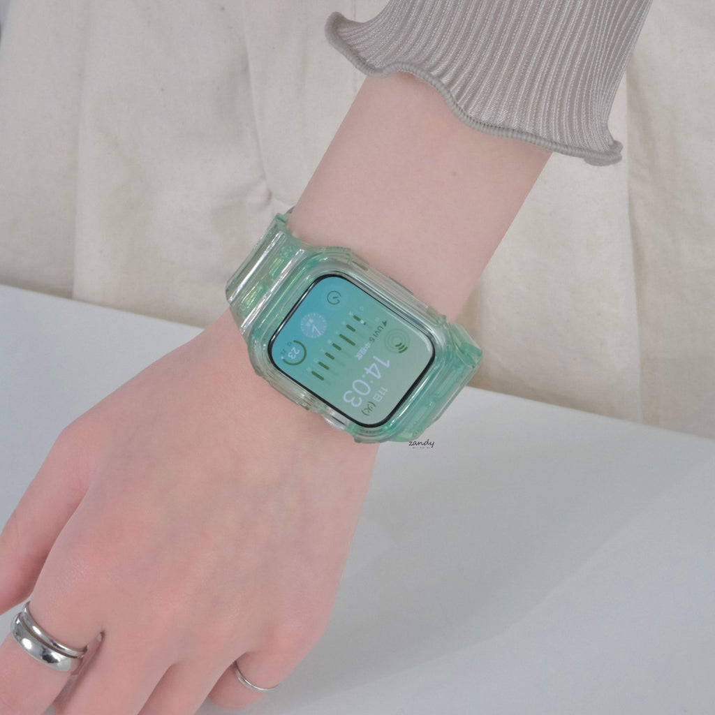 ※印字なし【クリア一体式バンド】アップルウォッチバンド 一体式ベルト Apple Watch