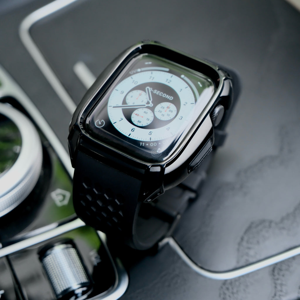 【ステンレスフレーム&TPU一体式バンド】ステンレスケース+TPUベルト 一体式ベルト Apple Watch
