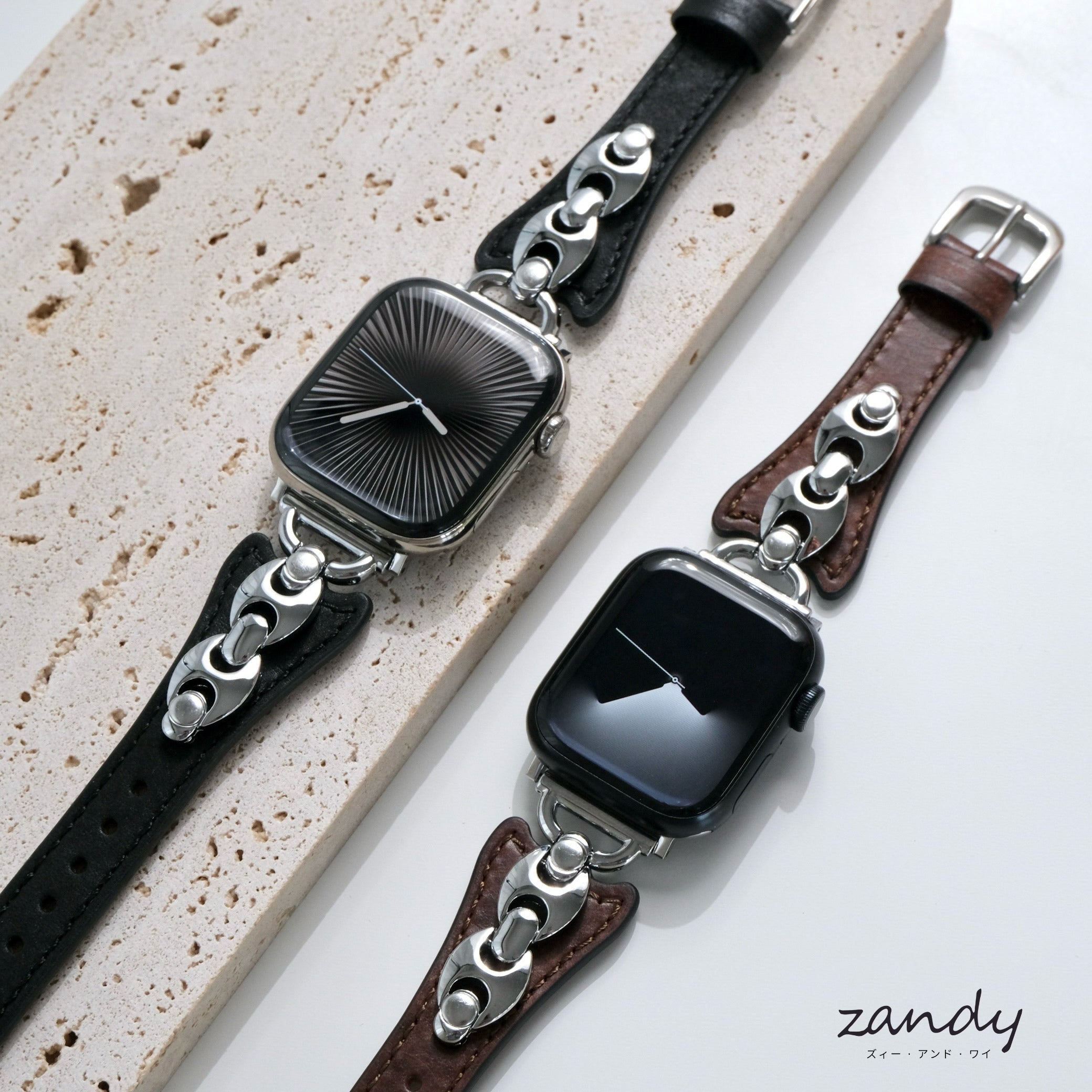 【チェーンツキレザーバンド】B069 アップルウォッチバンド  レザーベルト Apple Watch