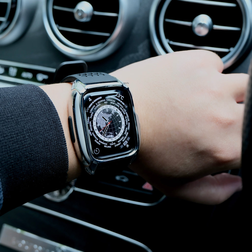 【ステンレスフレーム&TPU一体式バンド】ステンレスケース+TPUベルト 一体式ベルト Apple Watch