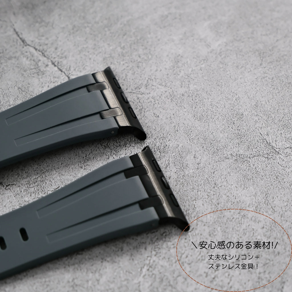 【メタルシリコンバンド】アップルウォッチバンド シリコンデザインベルト  Apple Watch