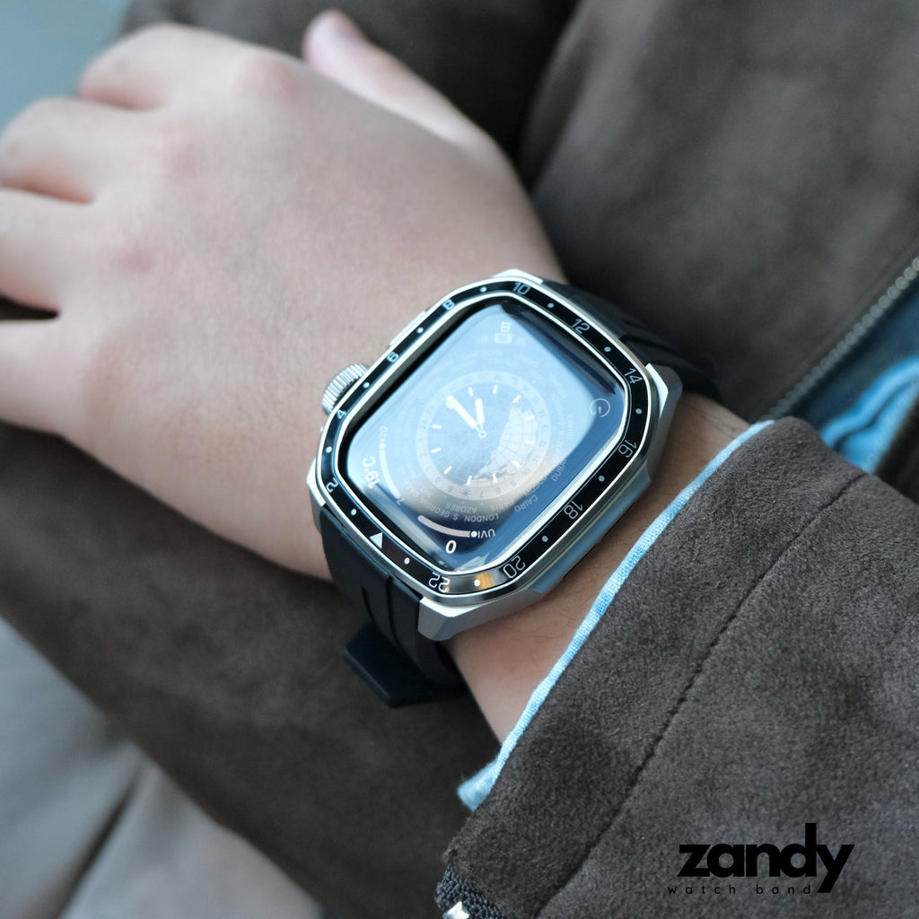 【メタルフレーム&TPU一体式バンド】A014 メタルケース+TPUベルト 一体式ベルト Apple Watch