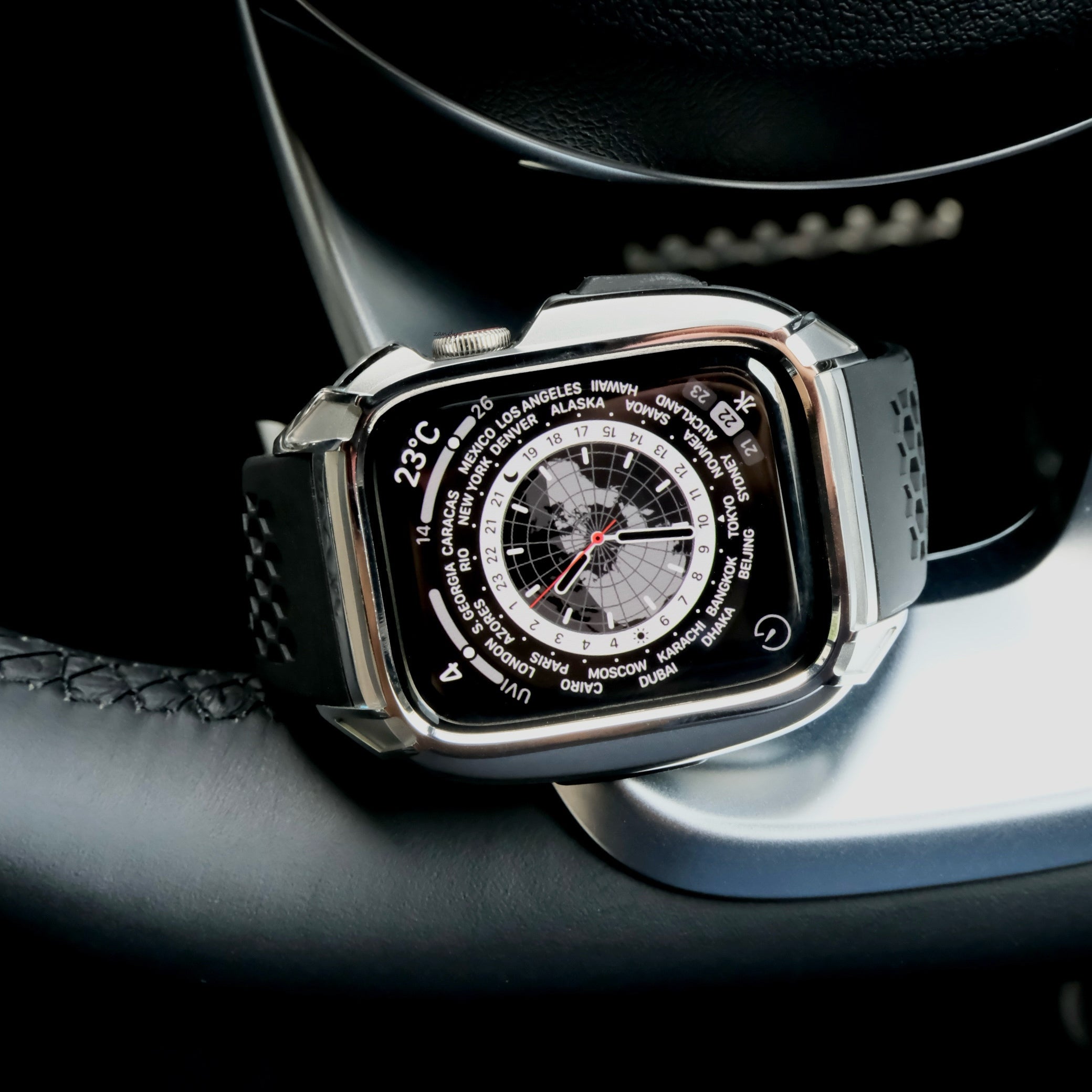 【ステンレスフレーム&TPU一体式バンド】ステンレスケース+TPUベルト 一体式ベルト Apple Watch