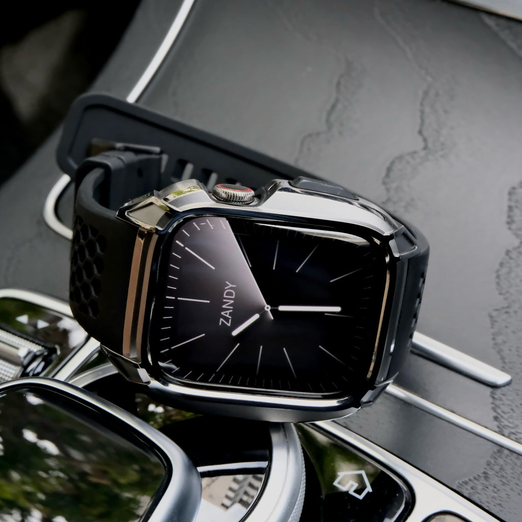 【ステンレスフレーム&TPU一体式バンド】ステンレスケース+TPUベルト 一体式ベルト Apple Watch