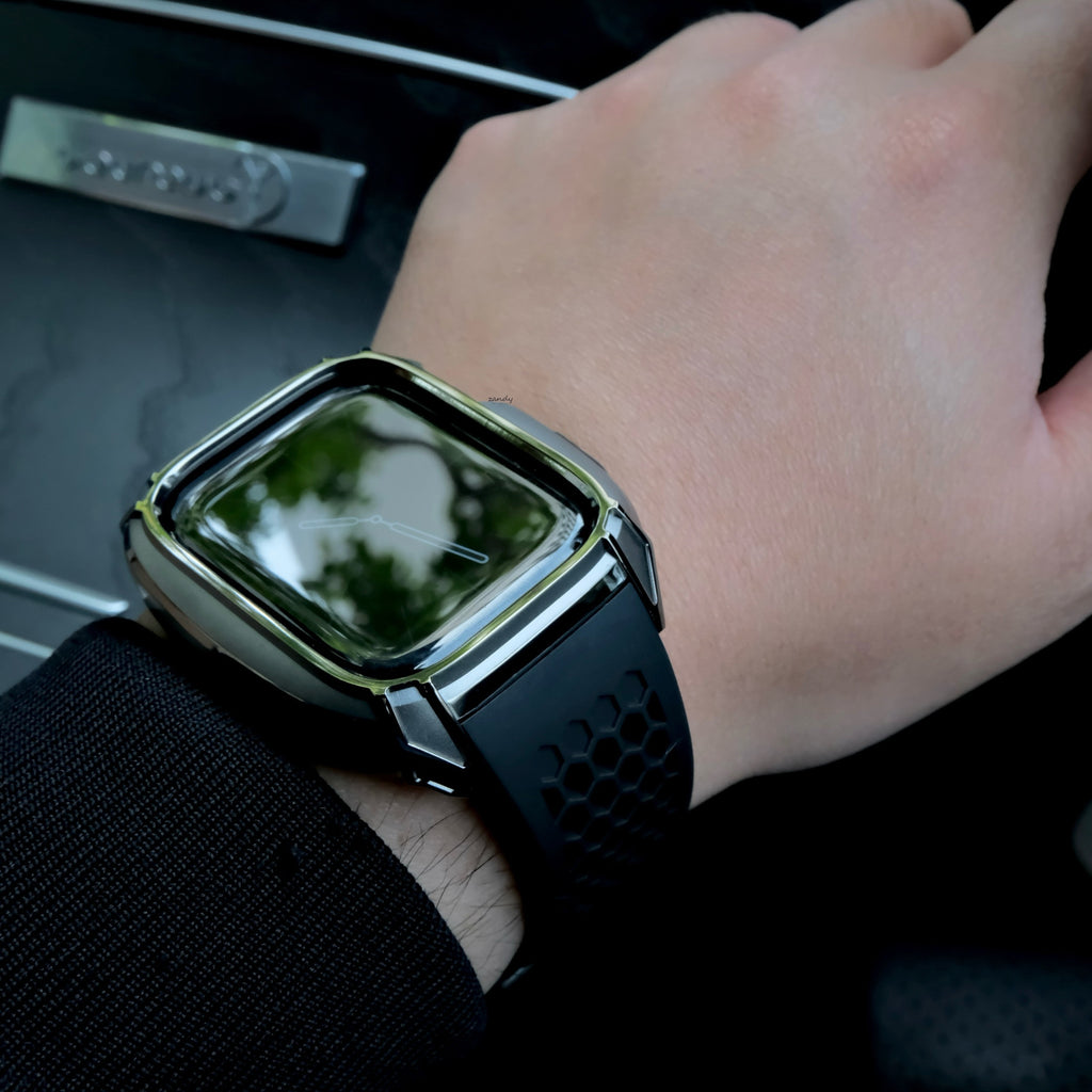 【ステンレスフレーム&TPU一体式バンド】ステンレスケース+TPUベルト 一体式ベルト Apple Watch
