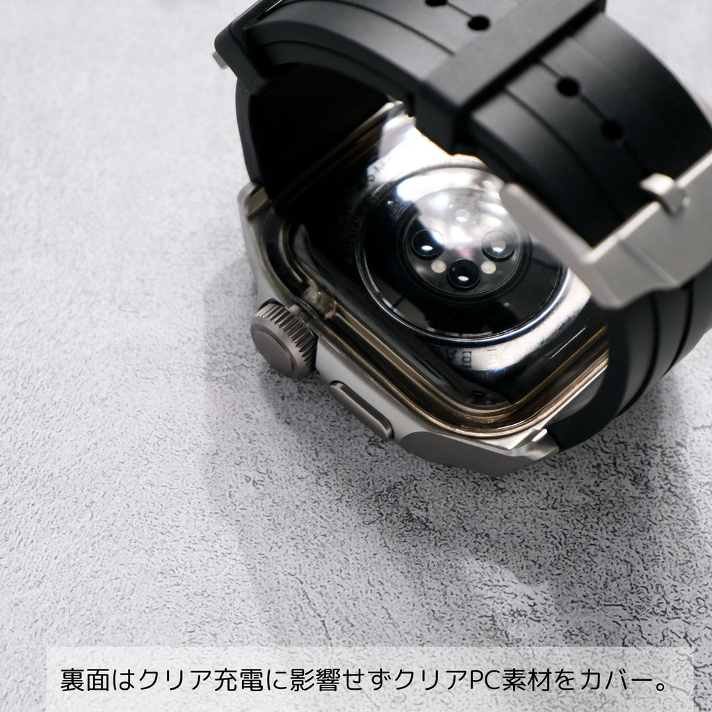 【メタルフレーム&TPU一体式バンド】A014 メタルケース+TPUベルト 一体式ベルト Apple Watch