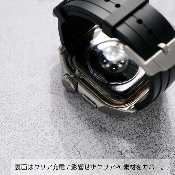 【メタルフレーム&TPU一体式バンド】A014 メタルケース+TPUベルト 一体式ベルト Apple Watch