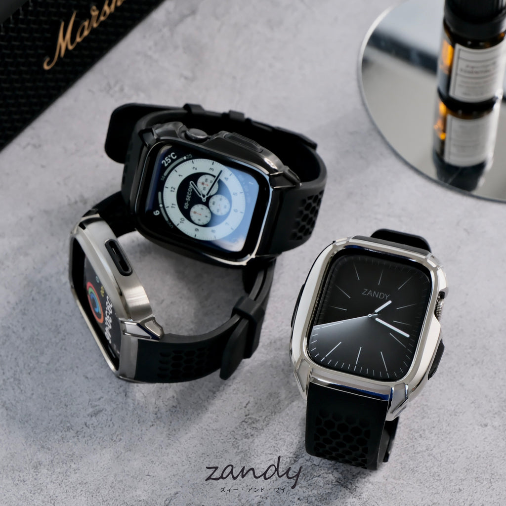 【ステンレスフレーム&TPU一体式バンド】ステンレスケース+TPUベルト 一体式ベルト Apple Watch