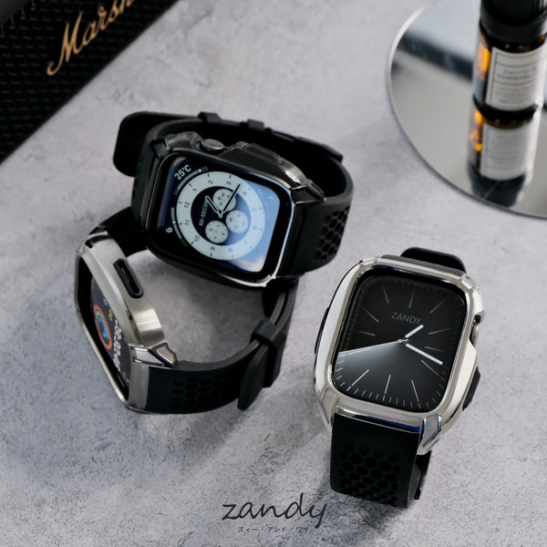 【ステンレスフレーム&TPU一体式バンド】ステンレスケース+TPUベルト 一体式ベルト Apple Watch