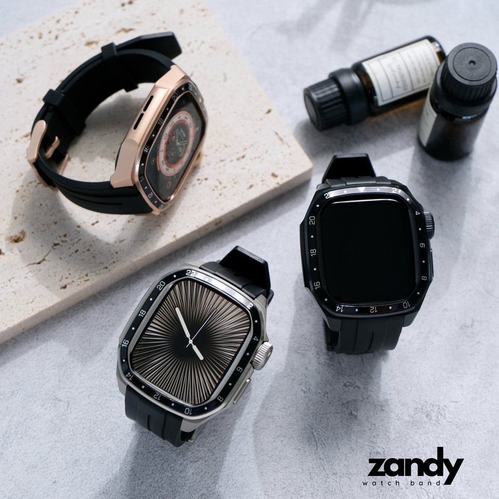 【メタルフレーム&TPU一体式バンド】A014 メタルケース+TPUベルト 一体式ベルト Apple Watch