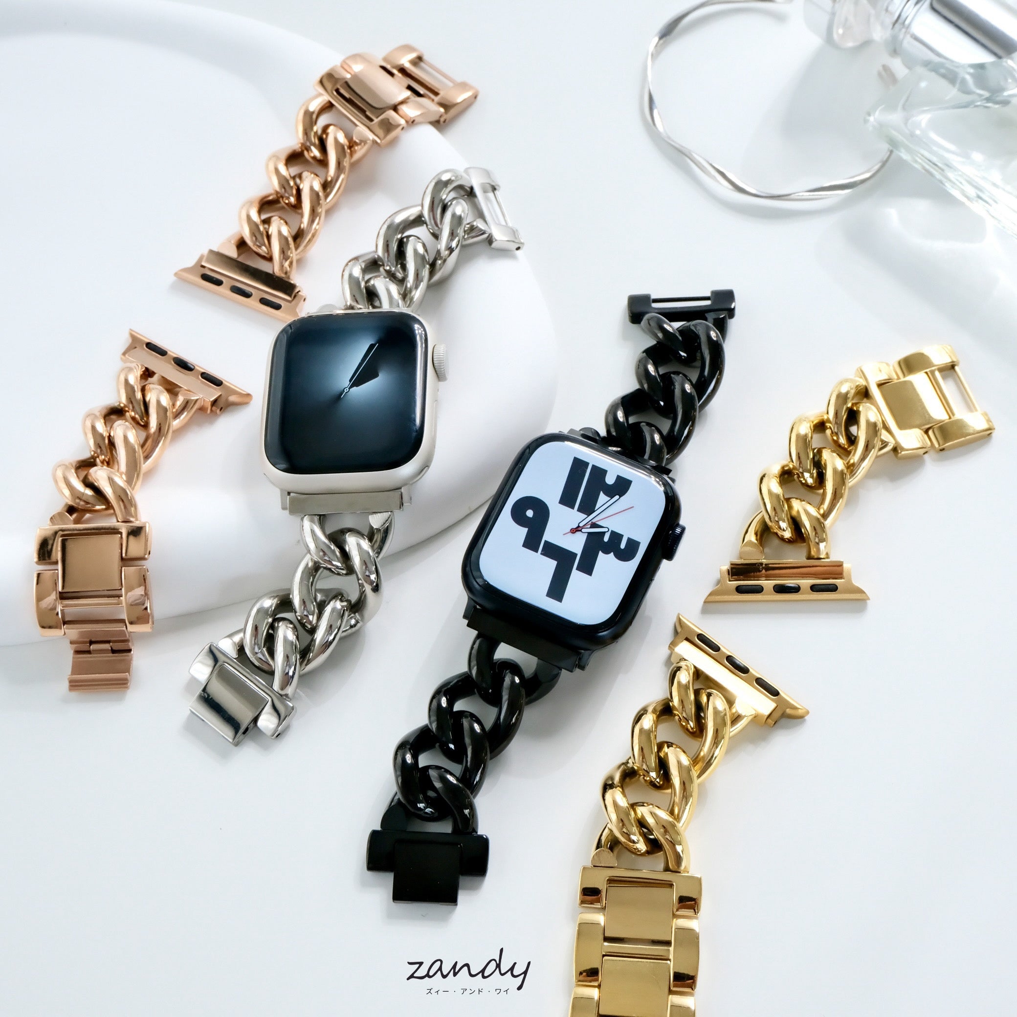 【チャンキーチェーン】アップルウォッチバンド  ステンレスチェーンベルト  Apple Watch ★調節工具不要★ メイン画像