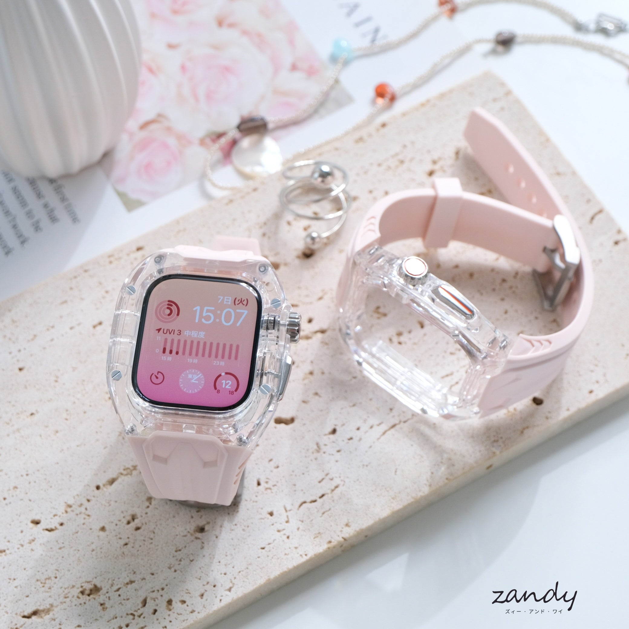 新色登場！【クリア×TPU一体式バンド】A004 クリアケース+TPUベルト クリア一体式ベルト Apple Watch