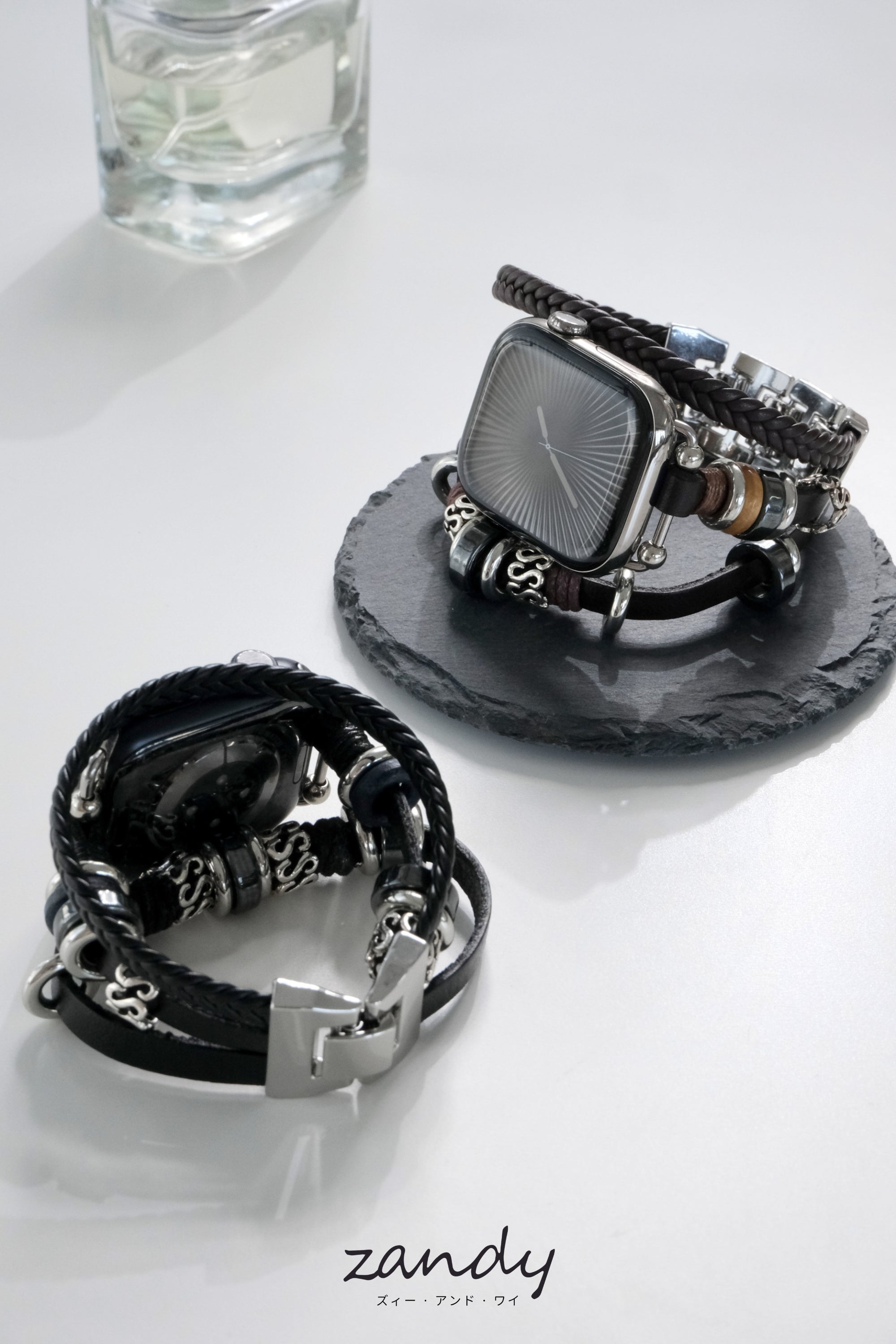 【リーフレザーブレスバンド】B067 アップルウォッチバンド 革ブレスレットベルト ハンドメイド  Apple Watch