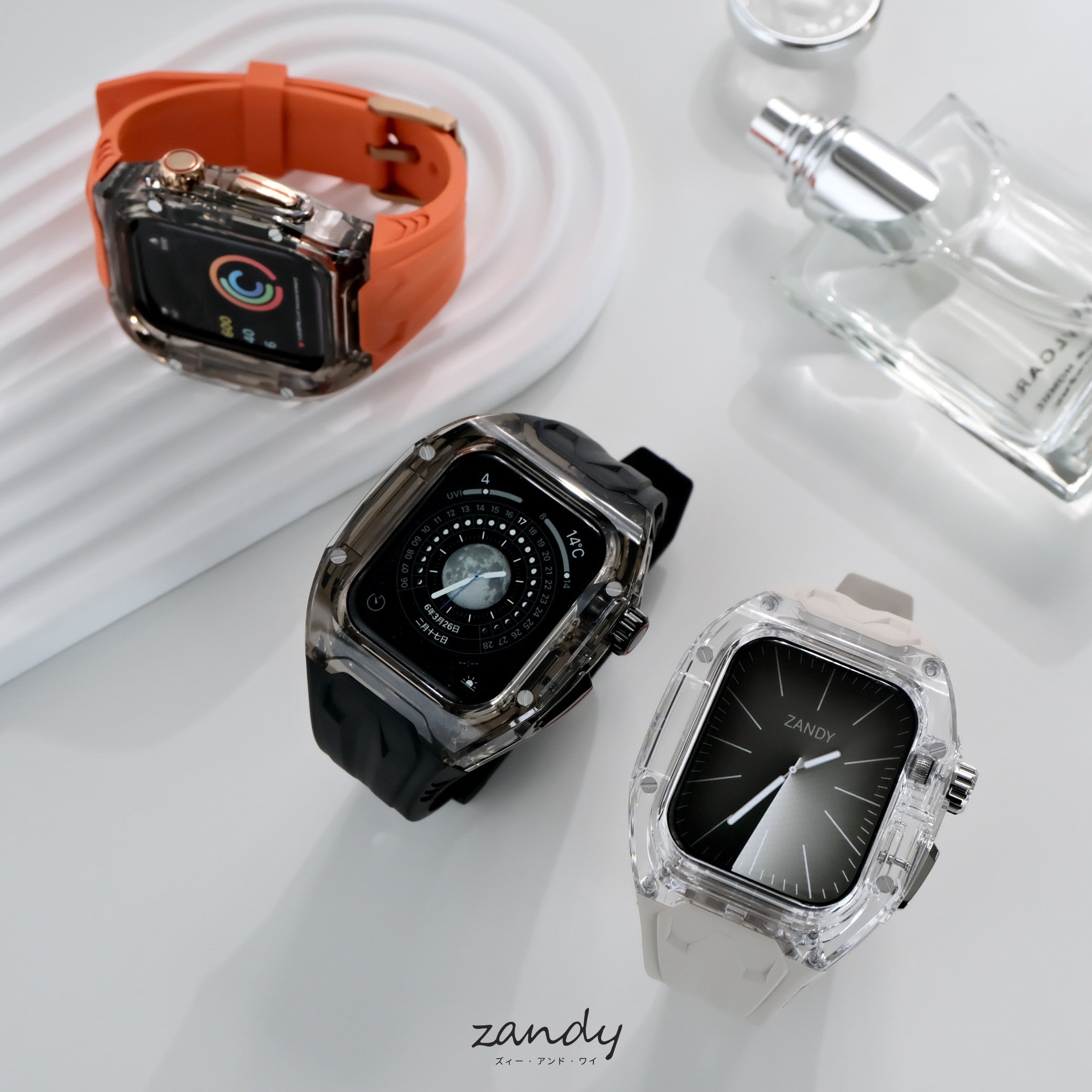 【クリア×TPU一体式バンド】クリアケース+TPUベルト クリア一体式ベルト Apple Watch メイン画像