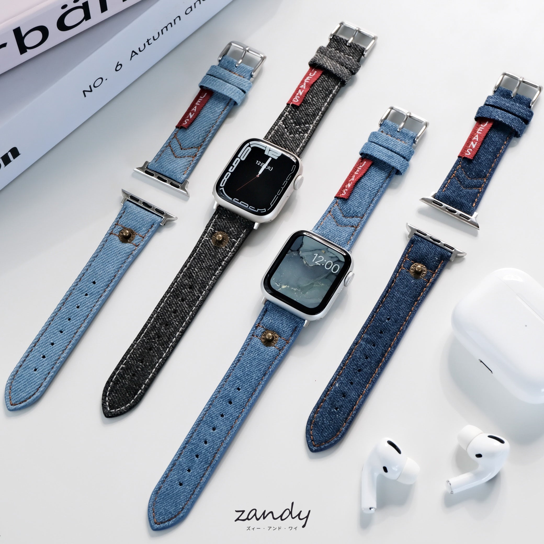 【デニムレザーバンド】アップルウォッチバンド デニム&レザーベルト Apple Watch メイン画像