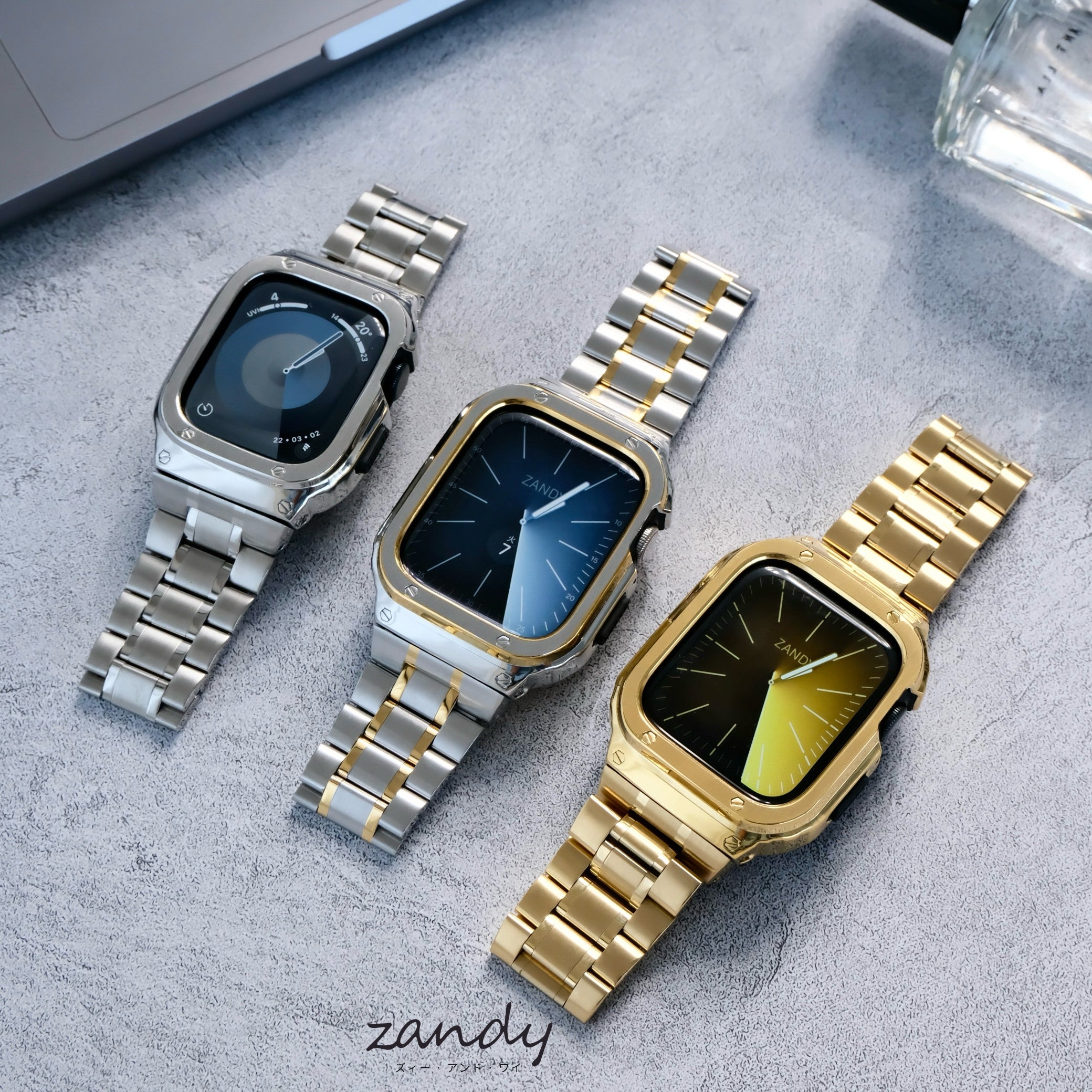【ステンレス一体式バンド】ステンレスケース+ステンレスベルト一体式  Apple Watch メイン画像