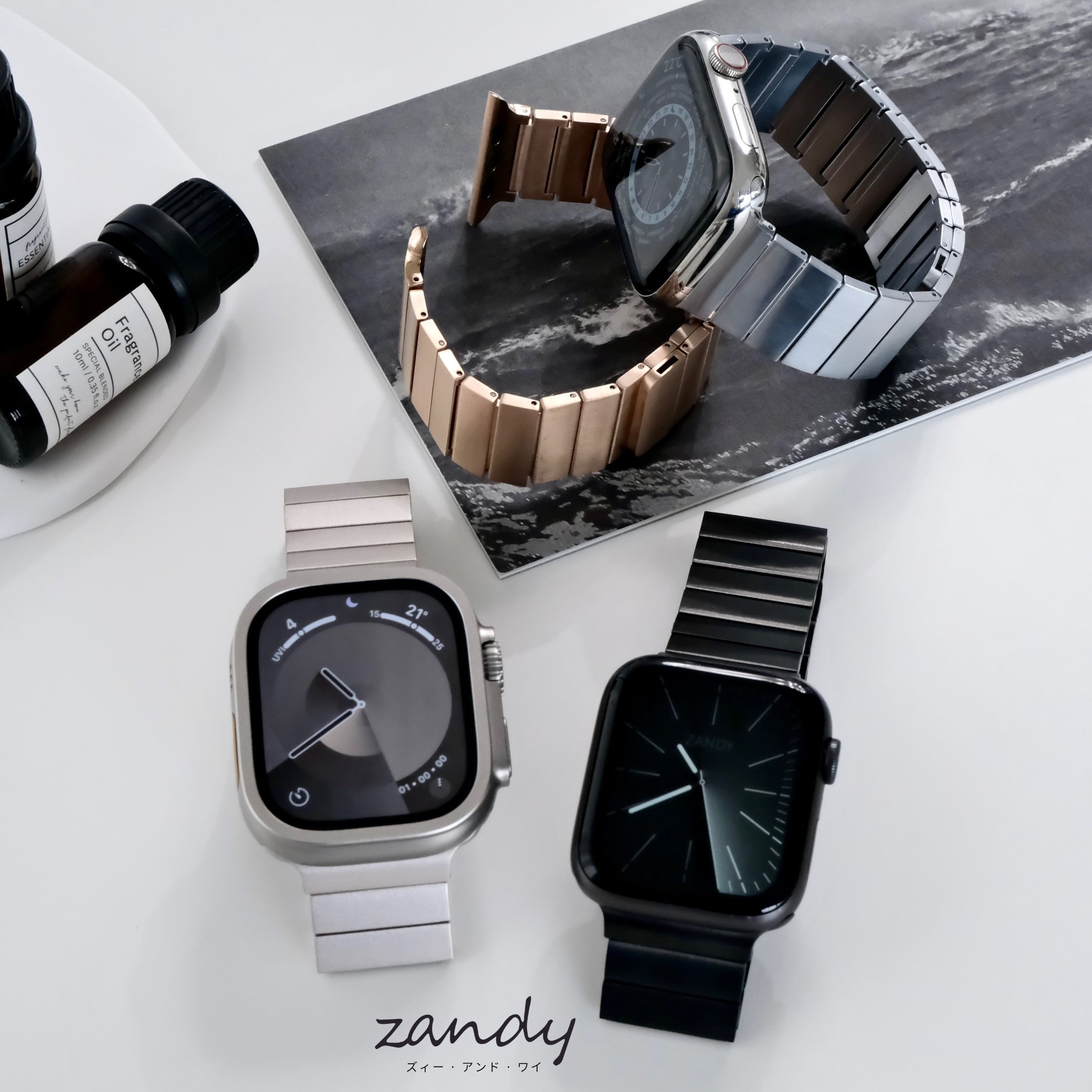 【マグネットリンクブレスバンド】B010 アップルウォッチバンド マグネット留めステンレスベルト Apple Watch メイン画像