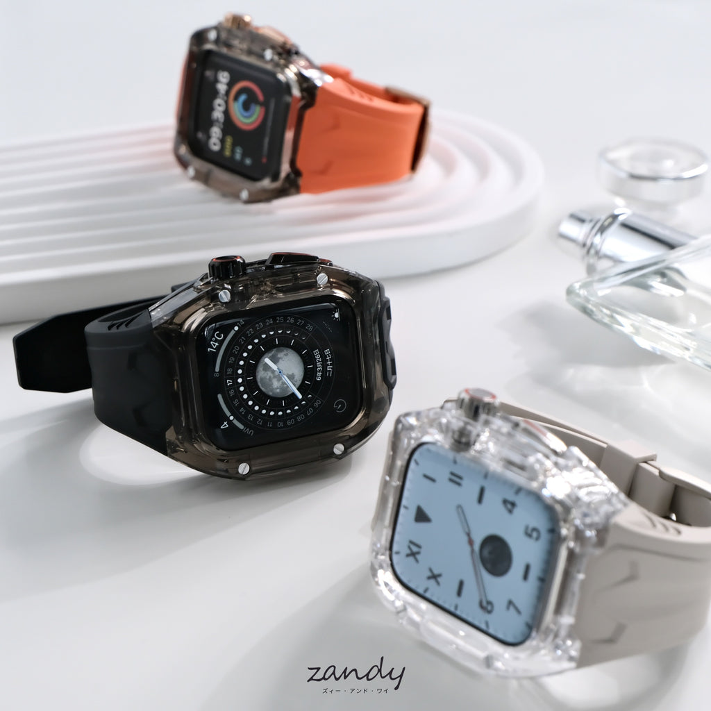 【クリア×TPU一体式バンド】クリアケース+TPUベルト クリア一体式ベルト Apple Watch