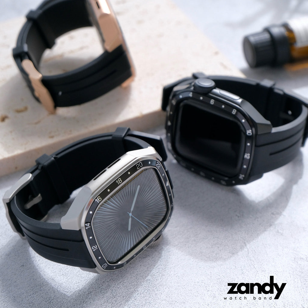 【メタルフレーム&TPU一体式バンド】A014 メタルケース+TPUベルト 一体式ベルト Apple Watch
