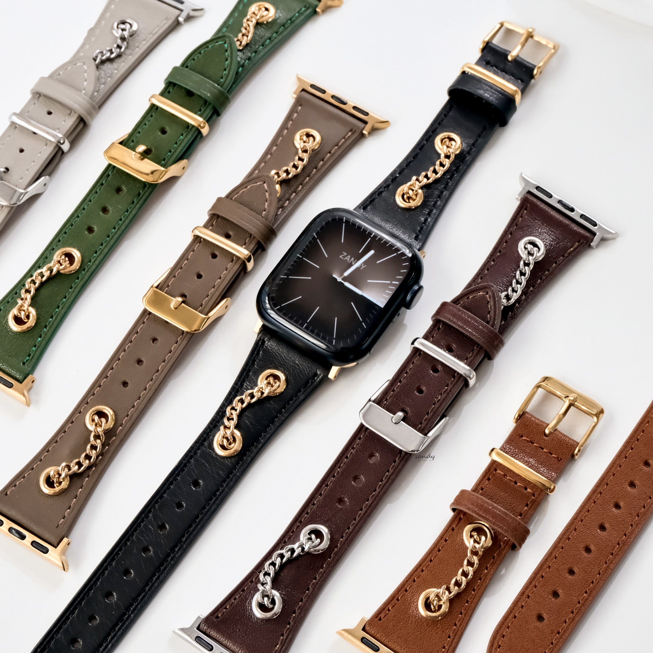 【チェーンカザリレザーバンド】アップルウォッチバンド  レザーベルト Apple Watch サブ画像