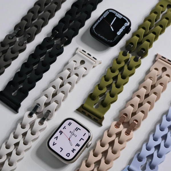 【チェーン風シリコンバンド】アップルウォッチバンド シリコンベルト Apple Watch