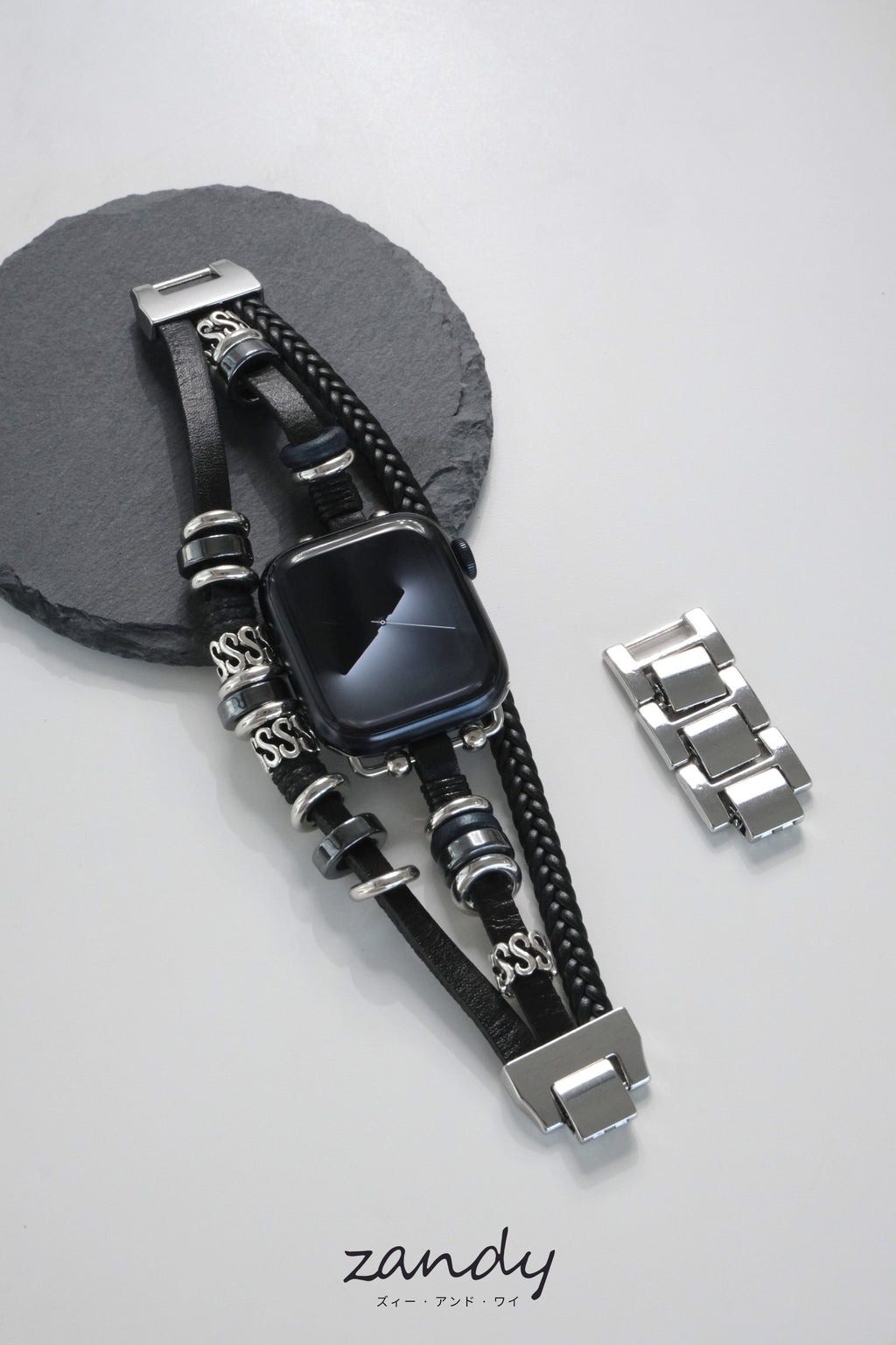 【リーフレザーブレスバンド】B067 アップルウォッチバンド 革ブレスレットベルト ハンドメイド  Apple Watch