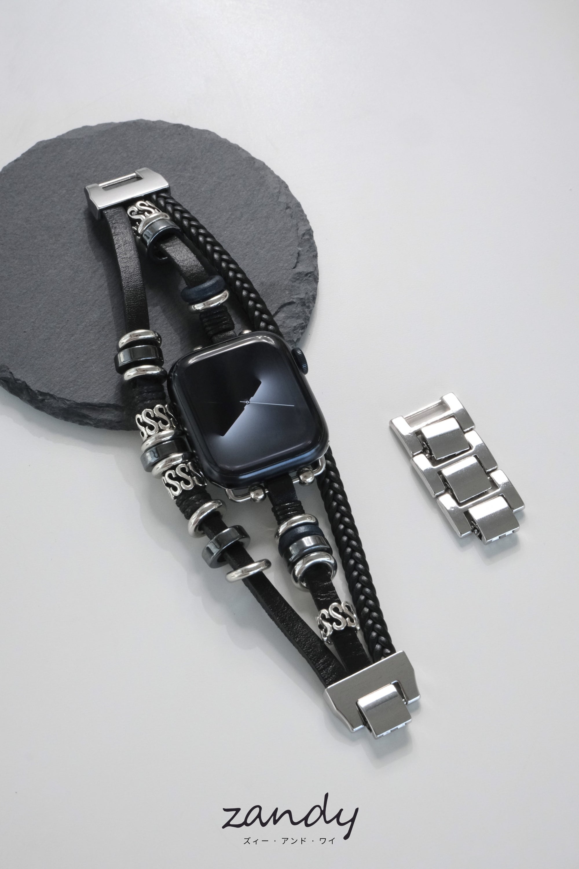 【リーフレザーブレスバンド】B067 アップルウォッチバンド 革ブレスレットベルト ハンドメイド  Apple Watch