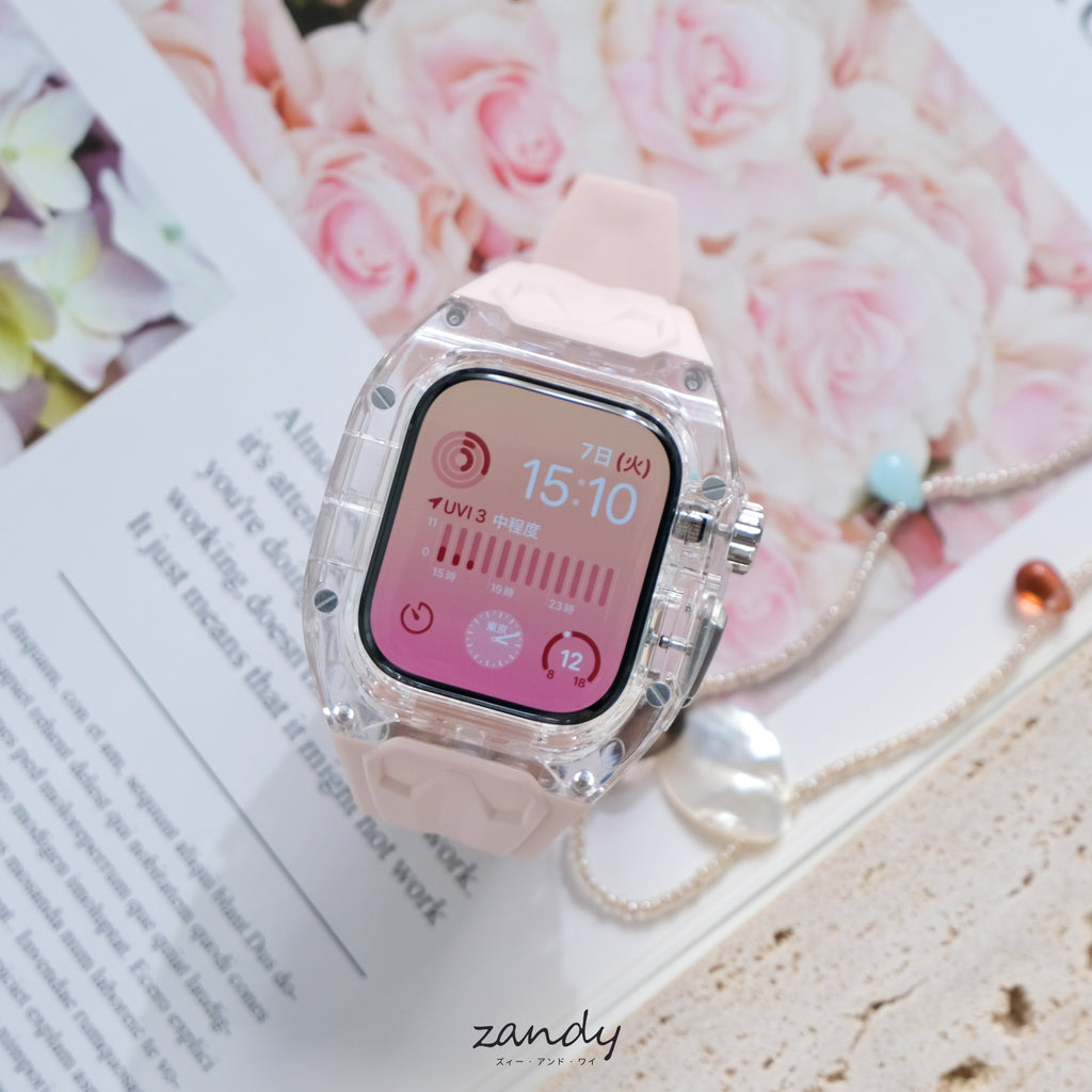 新色登場！【クリア×TPU一体式バンド】A004 クリアケース+TPUベルト クリア一体式ベルト Apple Watch