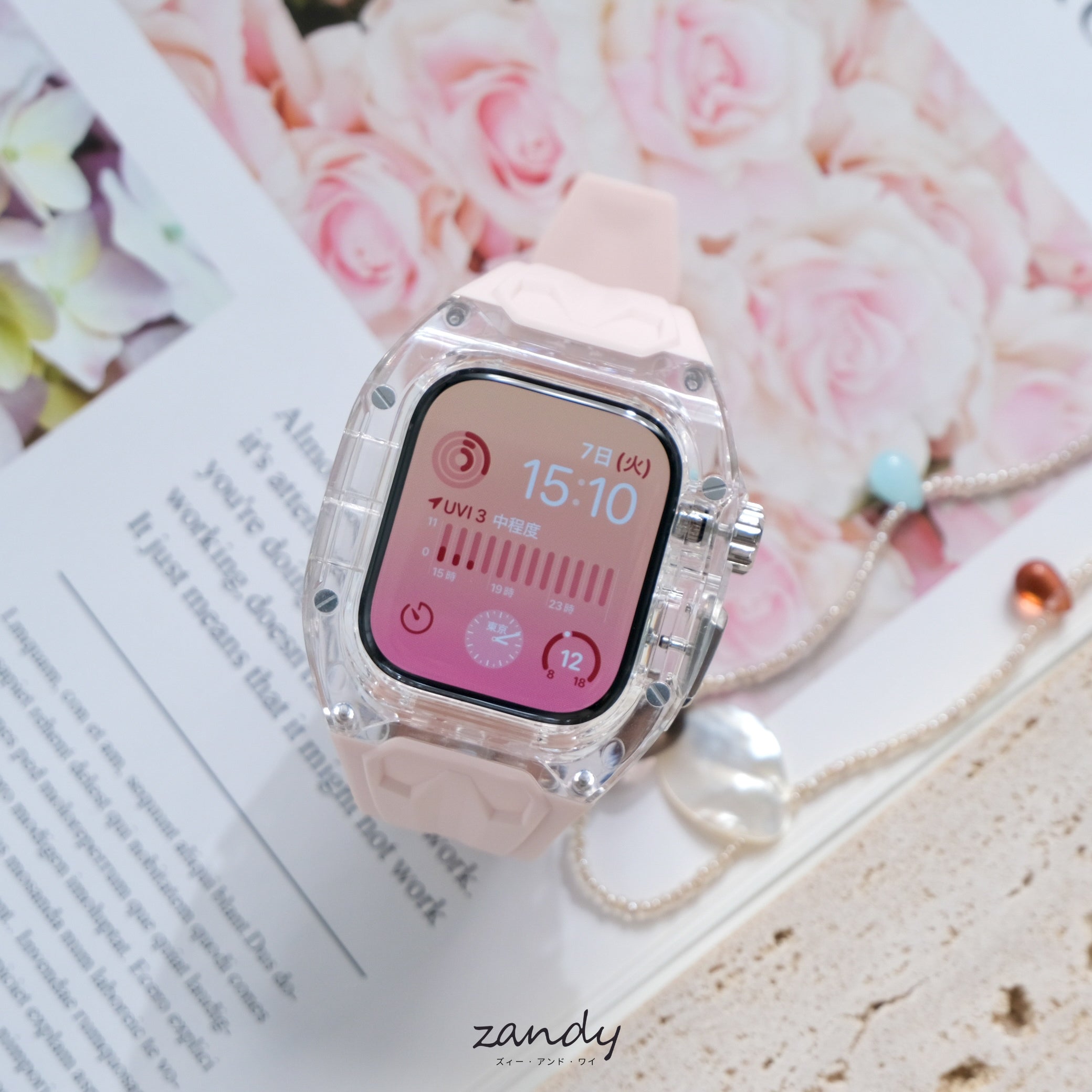 新色登場！【クリア×TPU一体式バンド】A004 クリアケース+TPUベルト クリア一体式ベルト Apple Watch