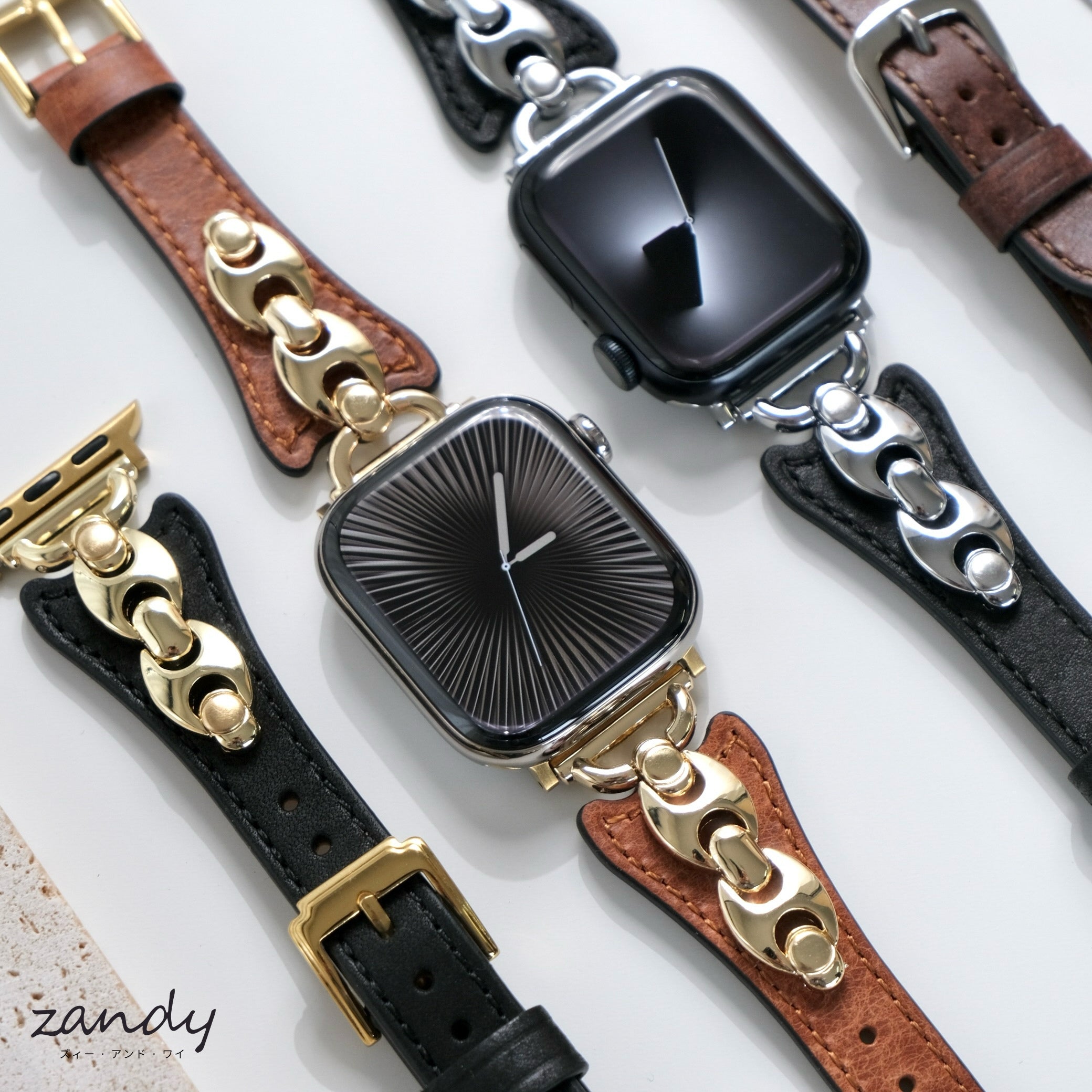 【チェーンツキレザーバンド】B069 アップルウォッチバンド  レザーベルト Apple Watch