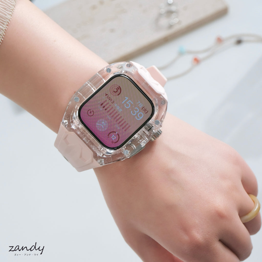 新色登場！【クリア×TPU一体式バンド】A004 クリアケース+TPUベルト クリア一体式ベルト Apple Watch