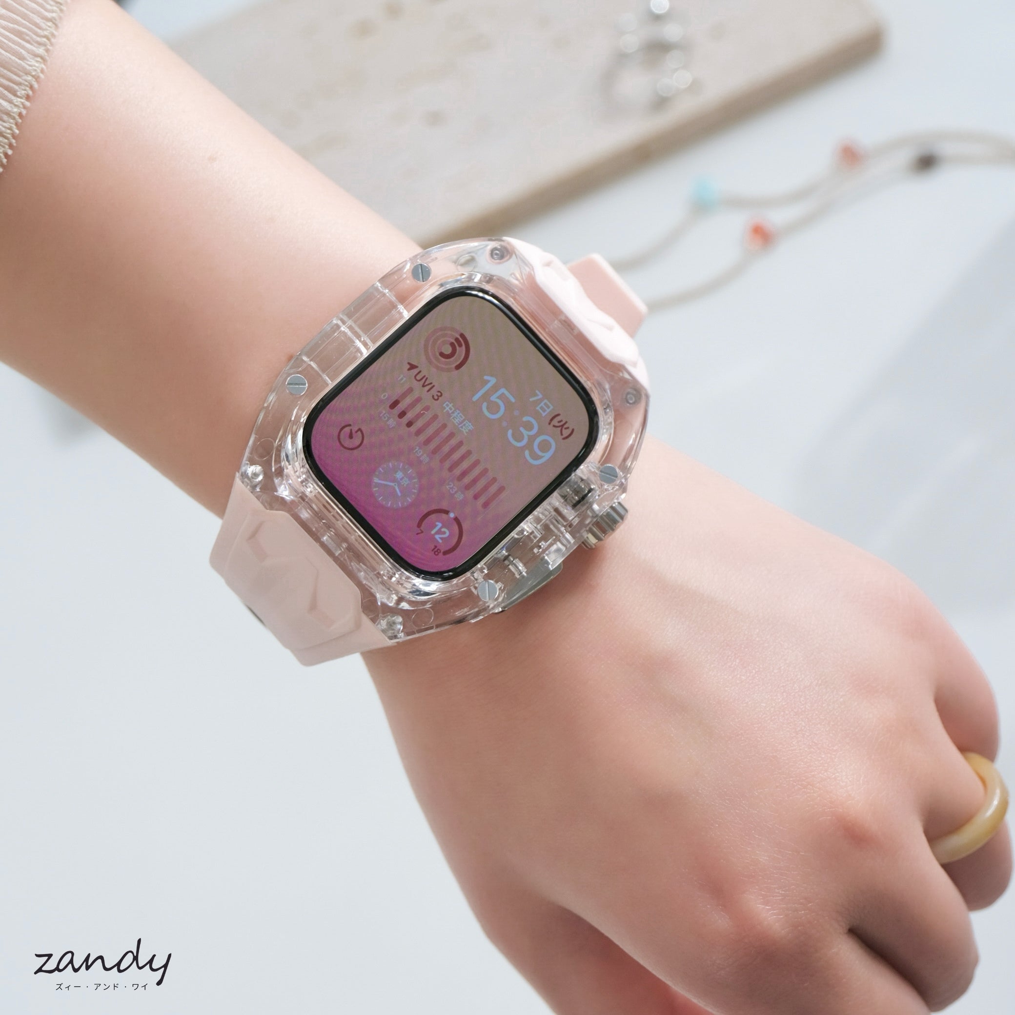新色登場！【クリア×TPU一体式バンド】A004 クリアケース+TPUベルト クリア一体式ベルト Apple Watch
