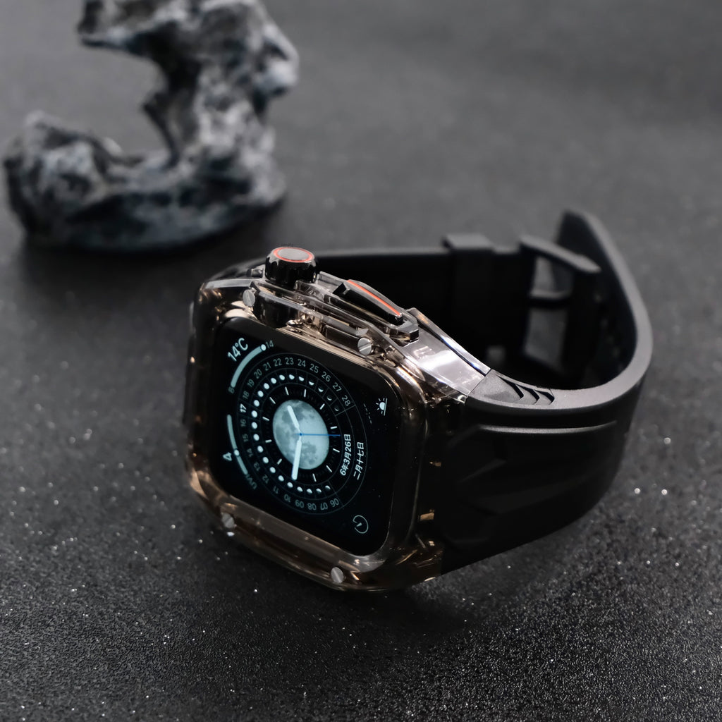 【クリア×TPU一体式バンド】クリアケース+TPUベルト クリア一体式ベルト Apple Watch