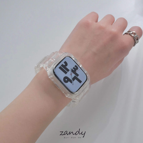※印字なし【クリア一体式バンド】アップルウォッチバンド 一体式ベルト Apple Watch