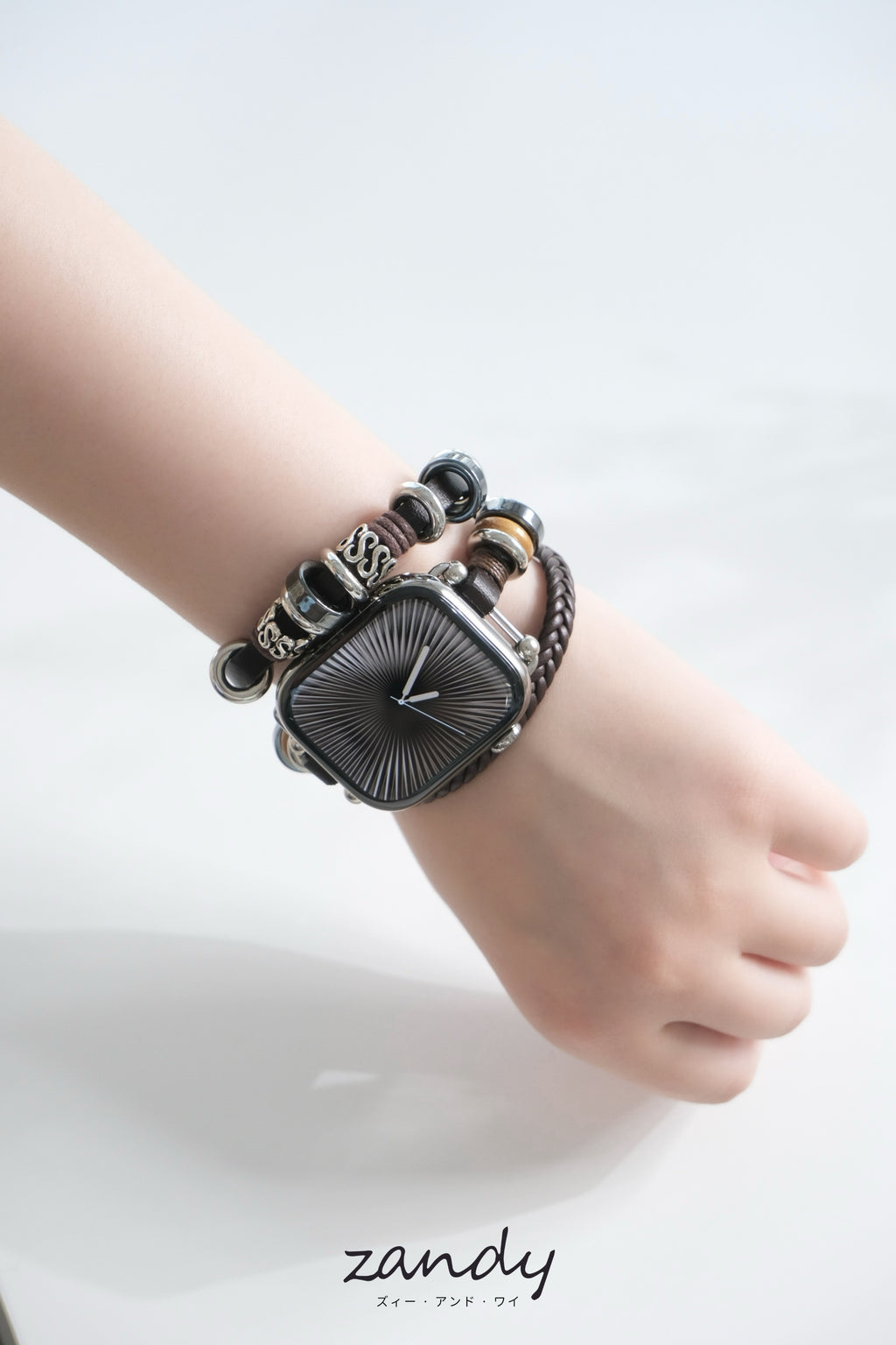 【リーフレザーブレスバンド】B067 アップルウォッチバンド 革ブレスレットベルト ハンドメイド  Apple Watch