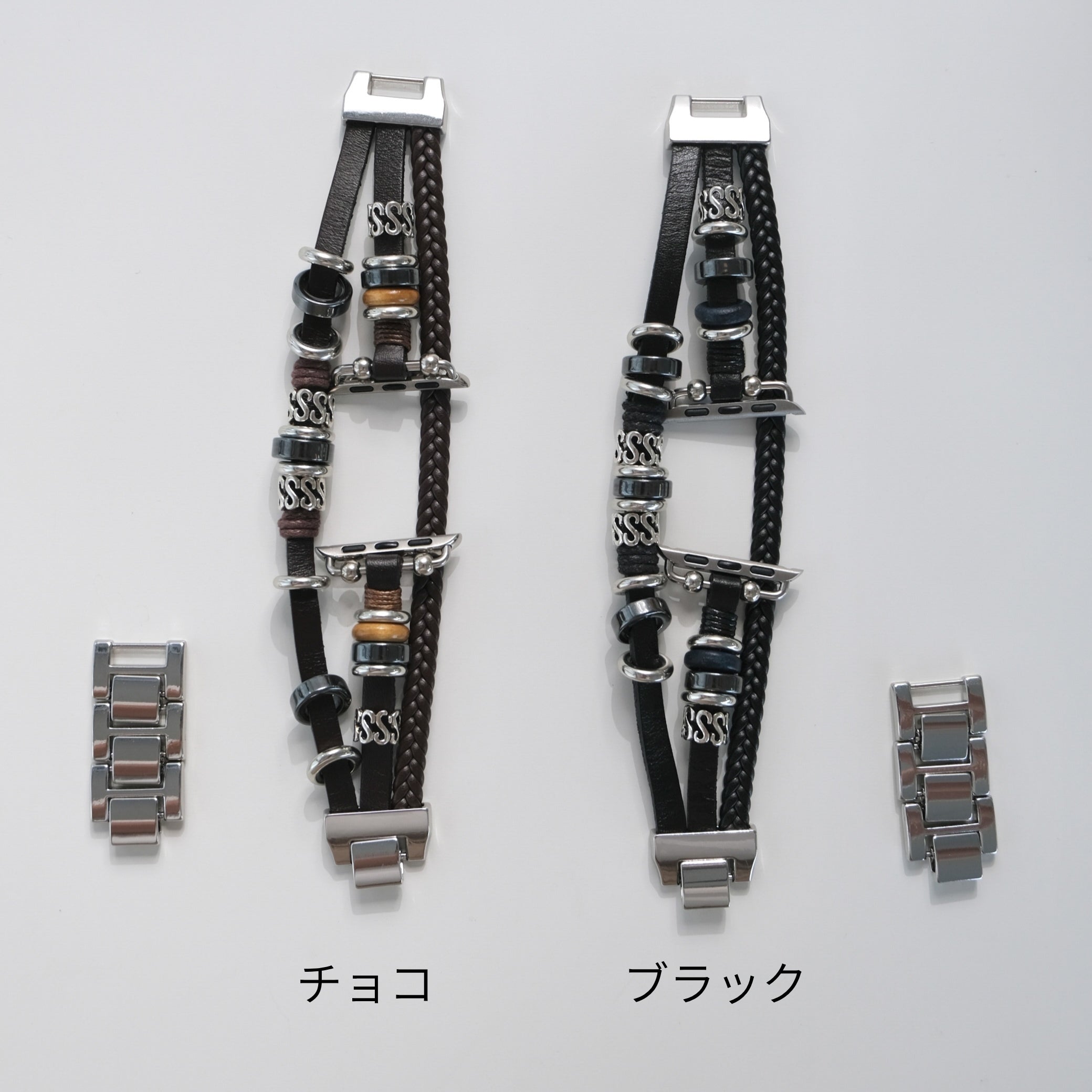 【リーフレザーブレスバンド】B067 アップルウォッチバンド 革ブレスレットベルト ハンドメイド  Apple Watch