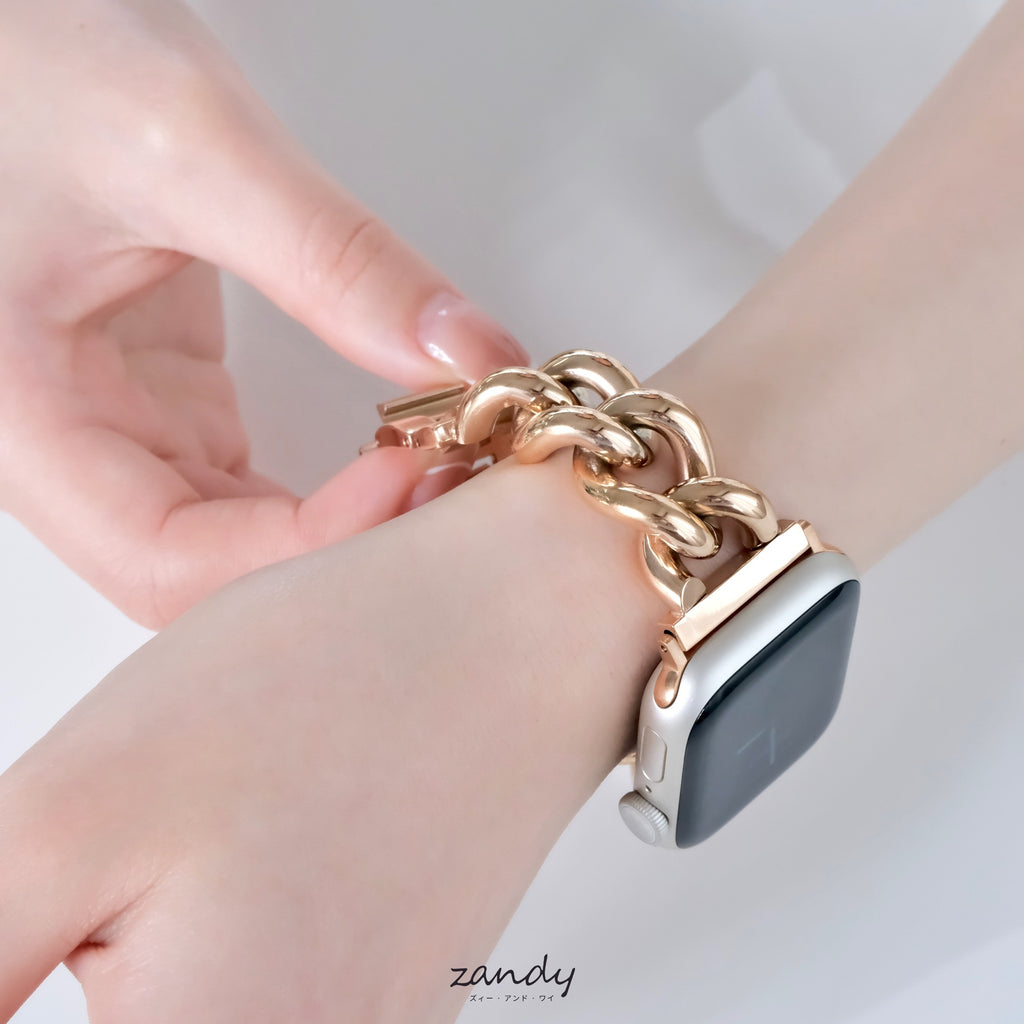 【チャンキーチェーン】アップルウォッチバンド  ステンレスチェーンベルト  Apple Watch ★調節工具不要★