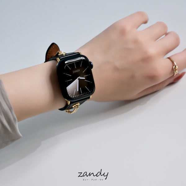 【チェーンカザリレザーバンド】アップルウォッチバンド  レザーベルト Apple Watch