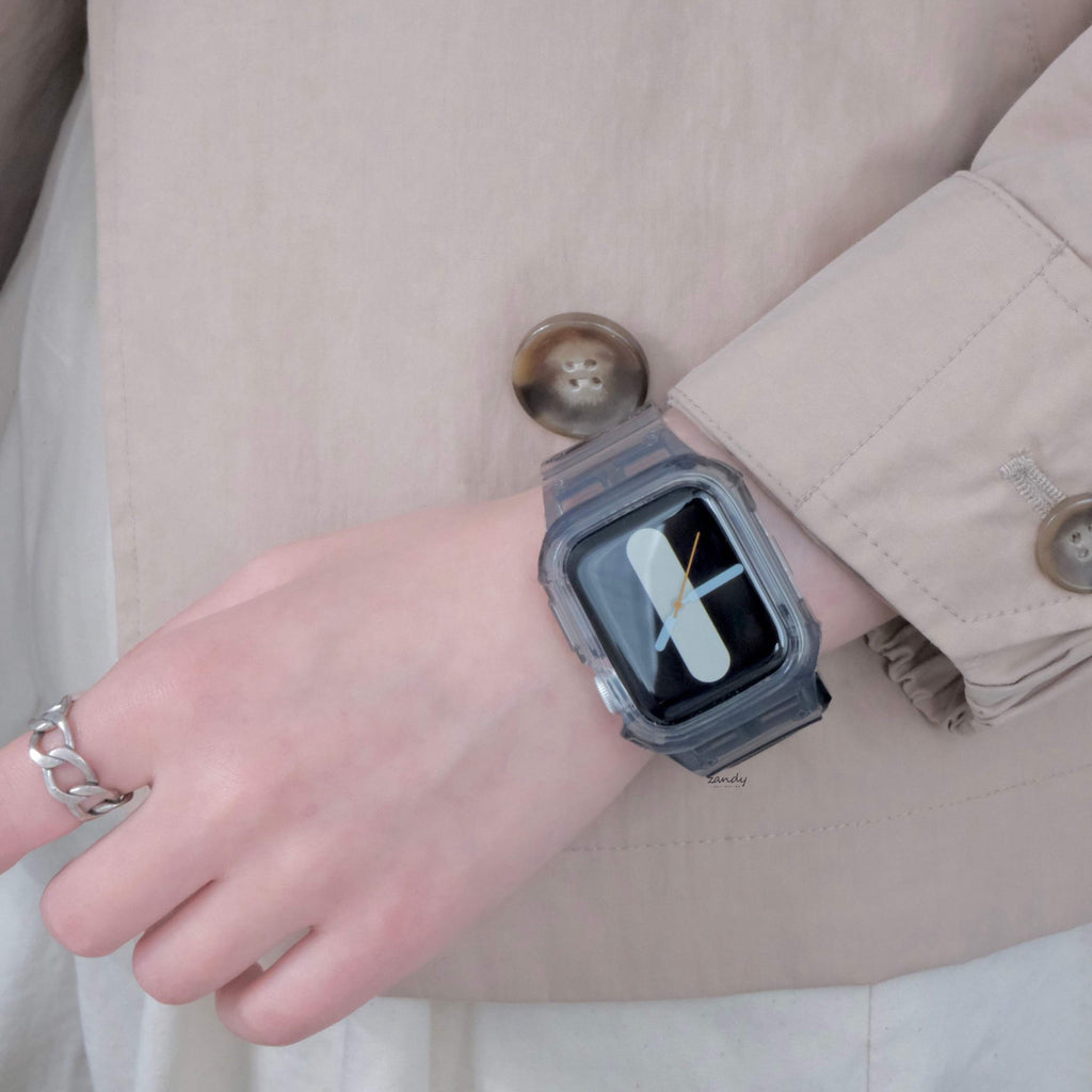 ※印字なし【クリア一体式バンド】アップルウォッチバンド 一体式ベルト Apple Watch