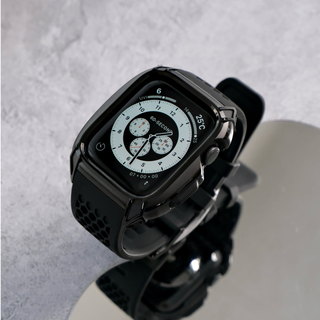 【ステンレスフレーム&TPU一体式バンド】ステンレスケース+TPUベルト 一体式ベルト Apple Watch