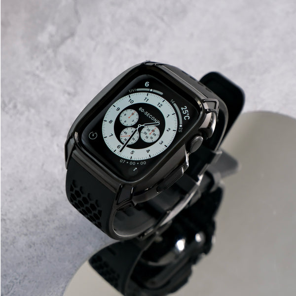 【ステンレスフレーム&TPU一体式バンド】ステンレスケース+TPUベルト 一体式ベルト Apple Watch