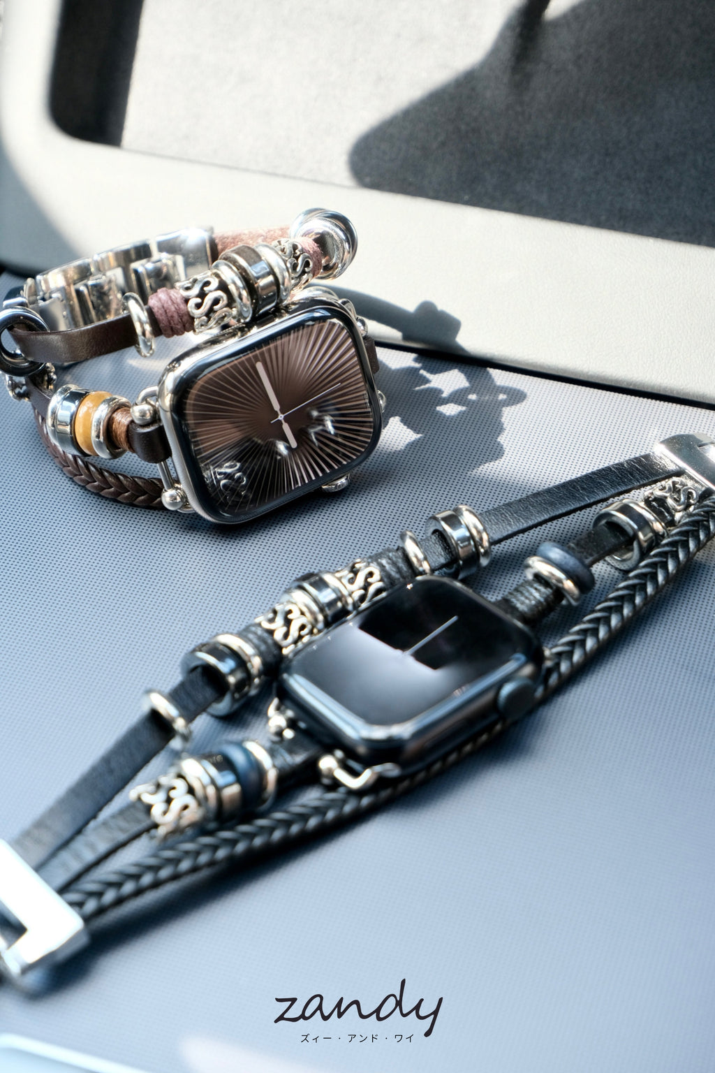 【リーフレザーブレスバンド】B067 アップルウォッチバンド 革ブレスレットベルト ハンドメイド  Apple Watch