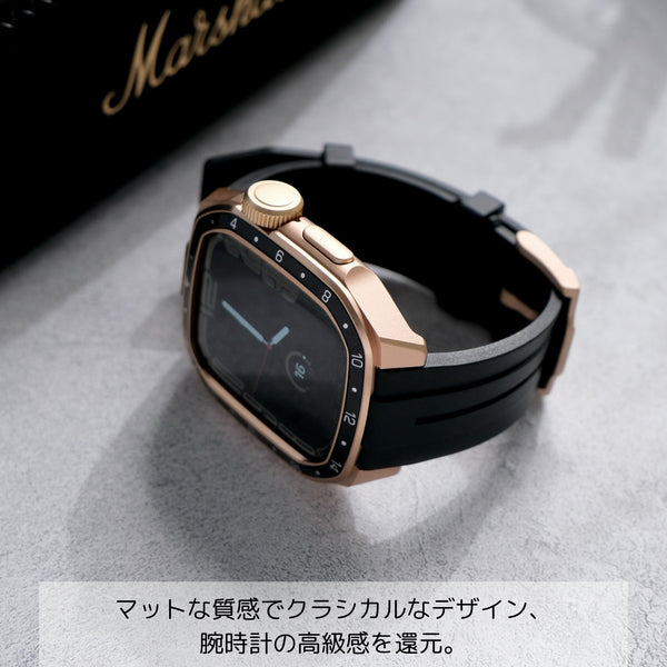 【メタルフレーム&TPU一体式バンド】A014 メタルケース+TPUベルト 一体式ベルト Apple Watch