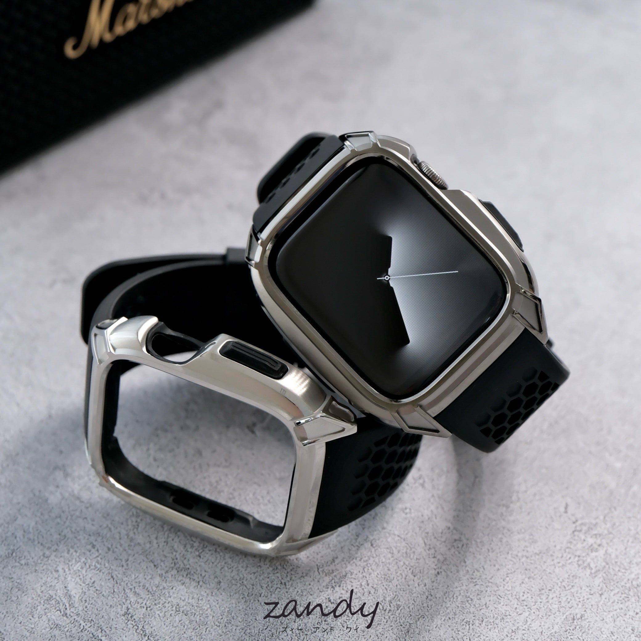 【ステンレスフレーム&TPU一体式バンド】ステンレスケース+TPUベルト 一体式ベルト Apple Watch